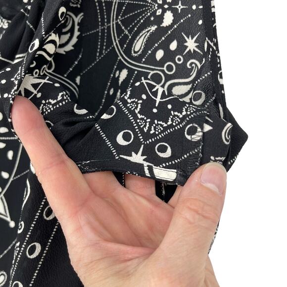 Talbots Plus 1X Sleeveless Black Celestial Print Dress Elastic Waist Sheer Fairy - Picture 4 of 16